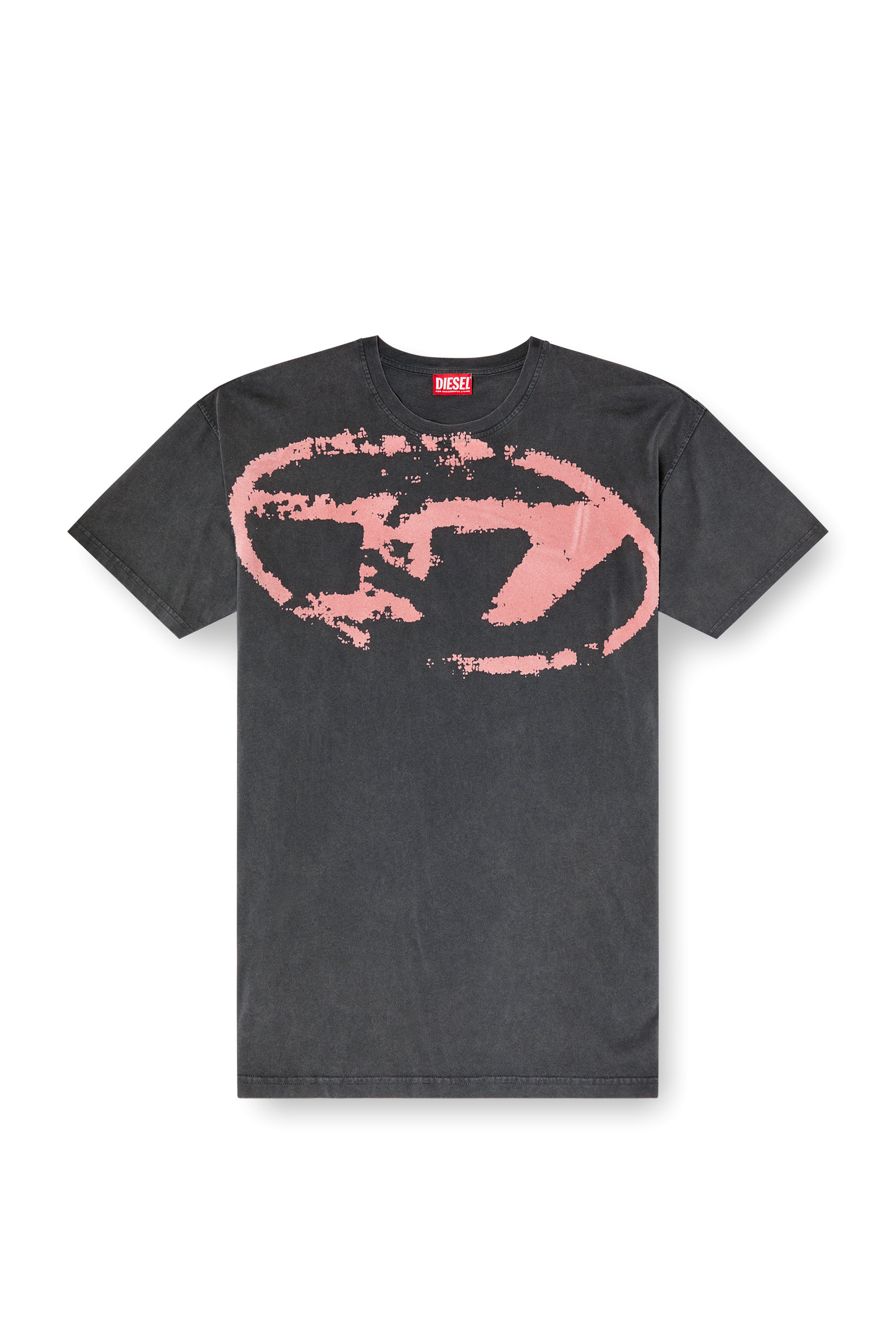 Diesel - T-BOXT-R21, Man's Acid-wash T-shirt with flocked Oval D logo in Black - 4