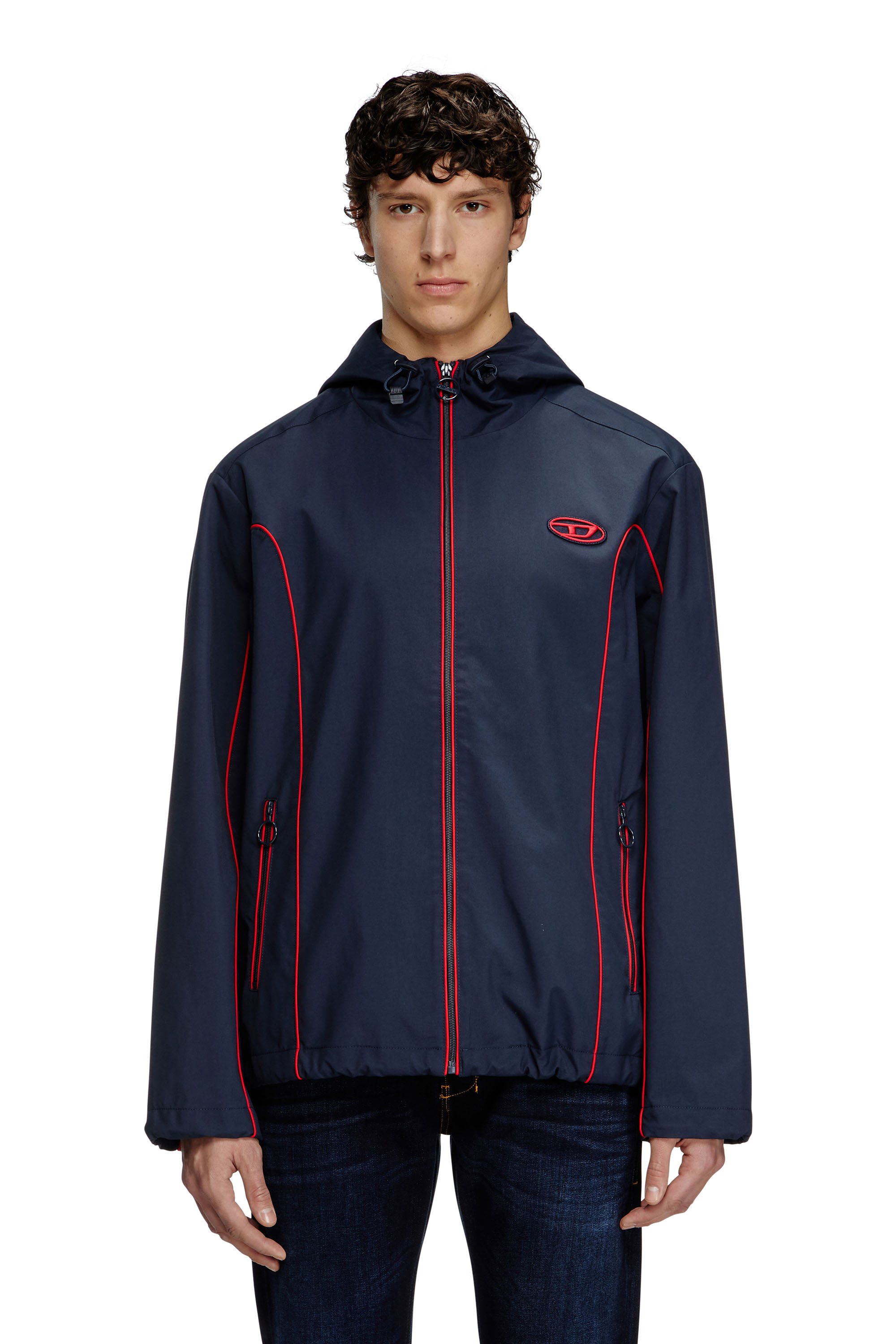 Diesel - J-HIVES, Man's Windbreaker with contrast piping in Dark Blue - 2